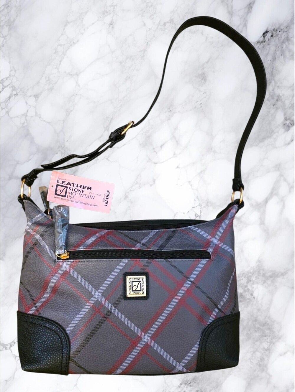 Stone Mountain NWT Plaid 3 Compartment Shoulder Bag with Adjustable Strap